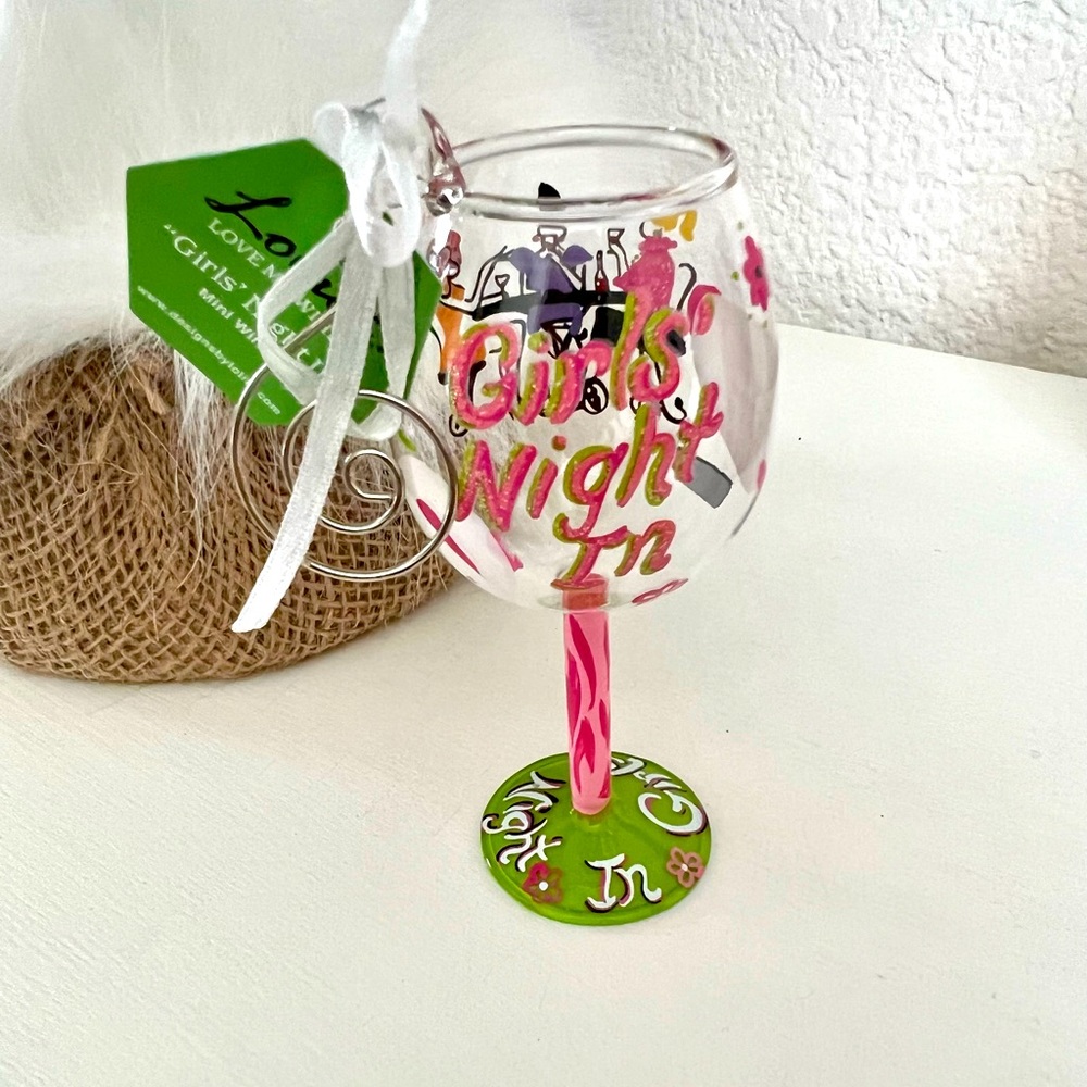 NIB Lolita Girls Night In Hand Painted Wine Glass Ornament